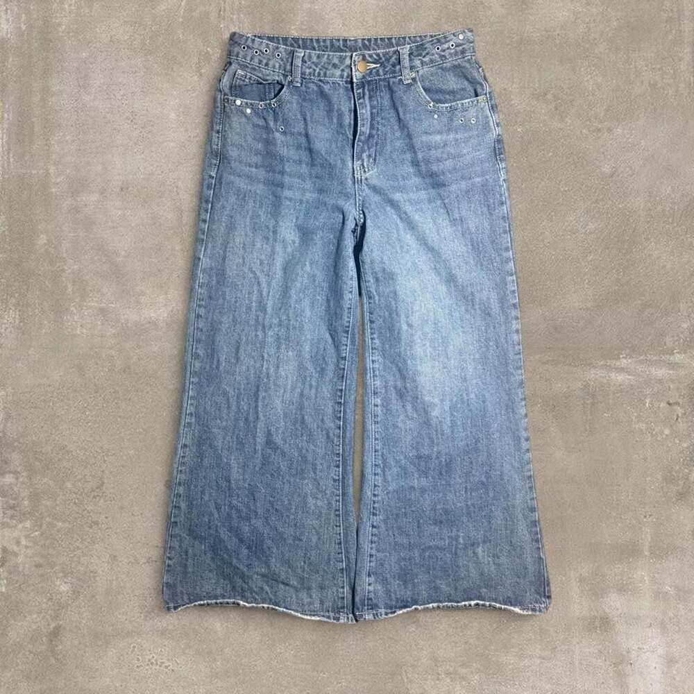 Y2K Studded Flare Wide Leg Denim Jeans
